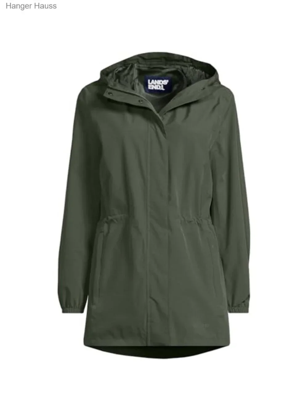 Lands' End Women's Packable Waterproof Raincoat Windproof Hooded Jacket